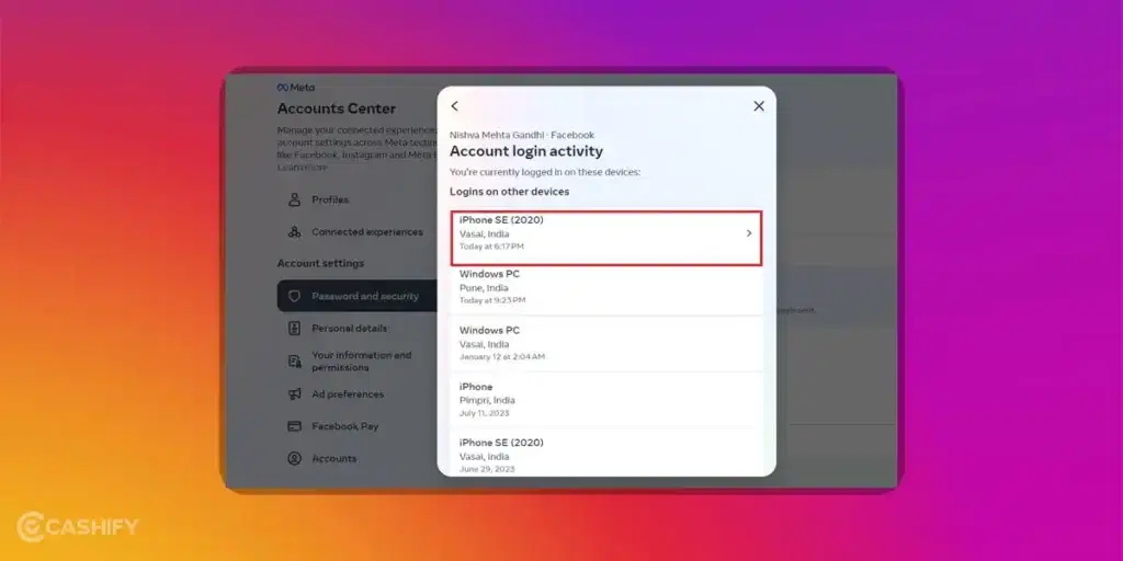 Instagram Login Activity - step - 7