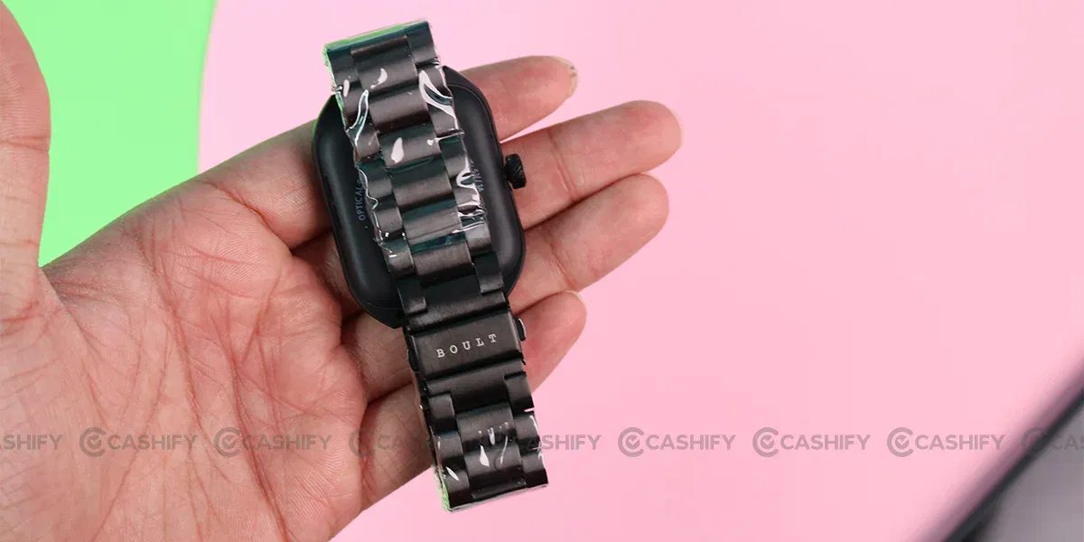 You get a metal strap on the watch
