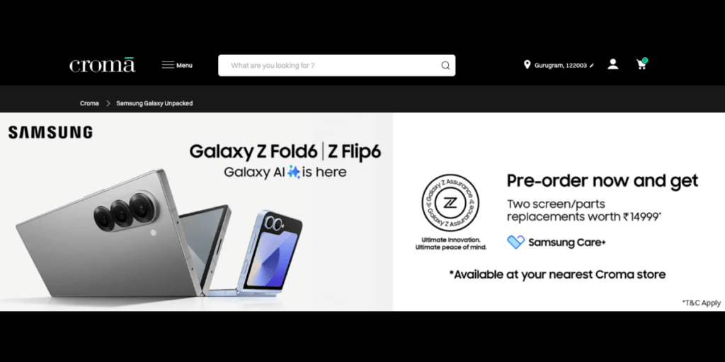 Samsung Galaxy Z Fold 6 Croma Sale 2024