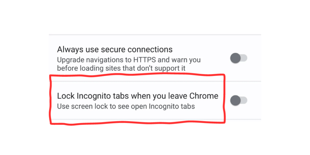 Lock Incognito mode tabs Android