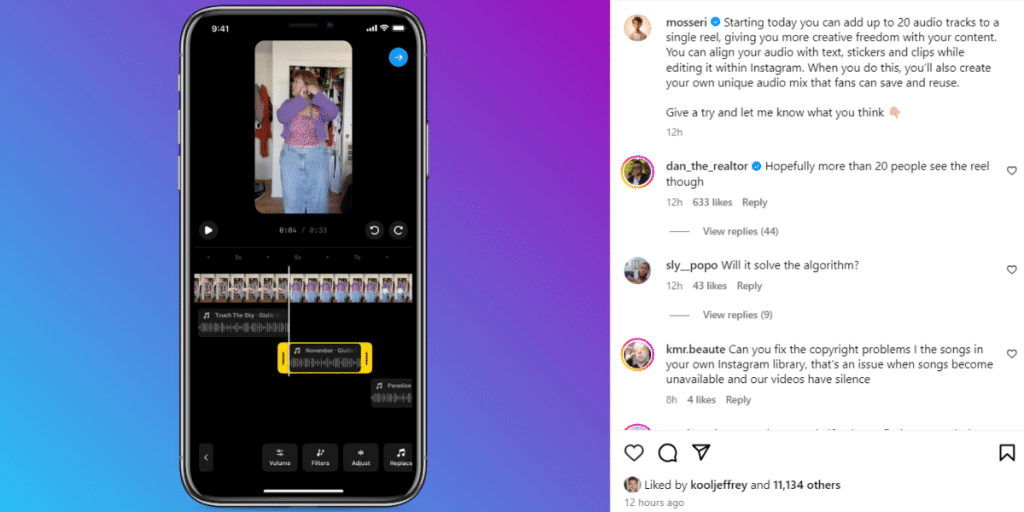Instagram has added multiple audio tracks on reels