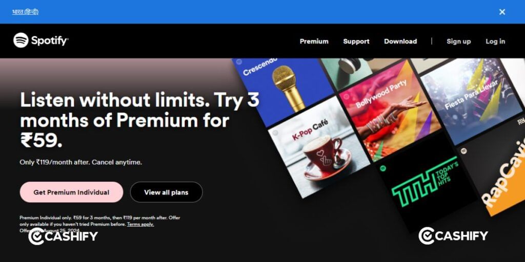 Spotify Premium for 59 rupees for three months