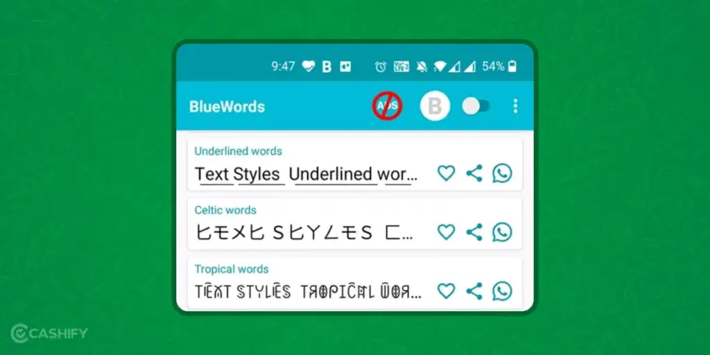 Bluewords underline