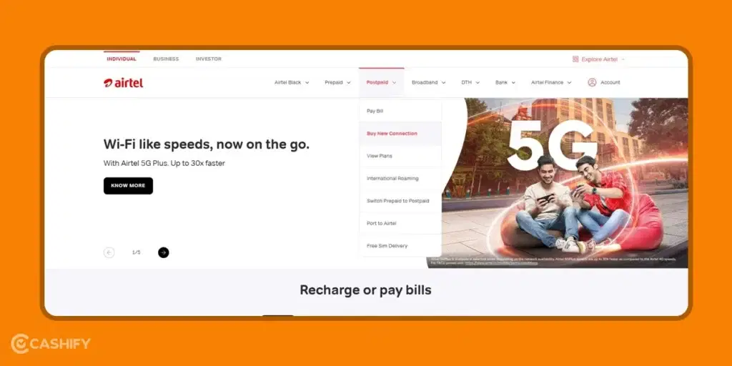 Through the Official Website and App Of Airtel