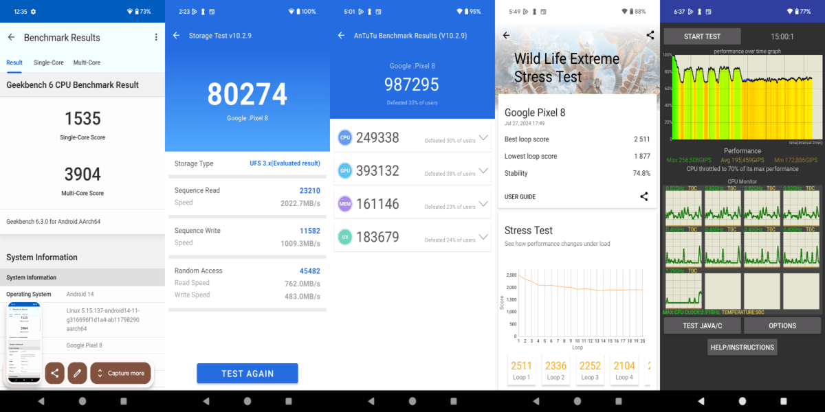 Google Pixel 8 Benchmarks