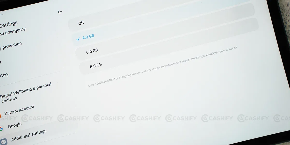 Poco Pad 5G RAM Extension