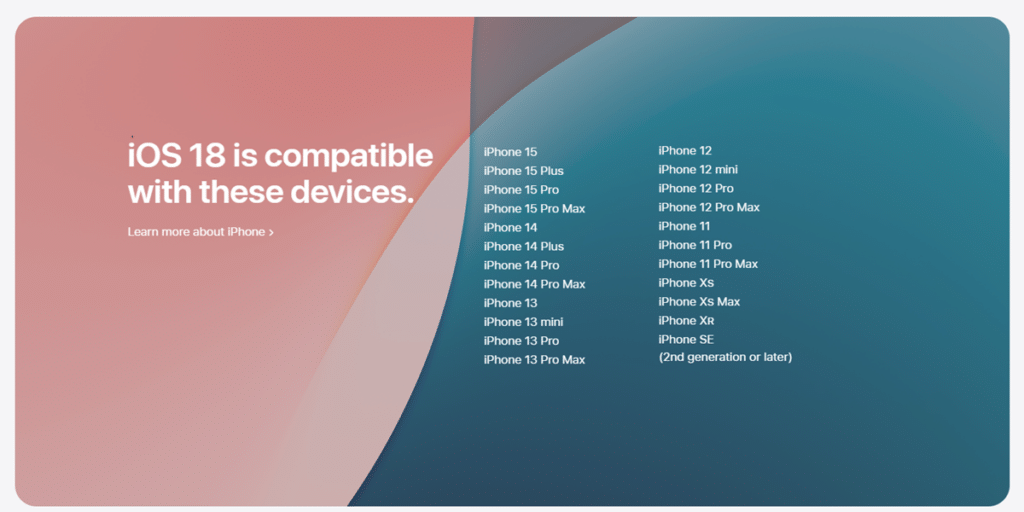 ios 18 supported iphones