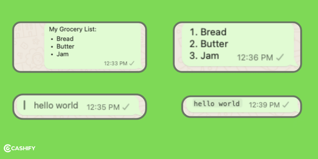 WhatsApp formatting options, Underline in whatsapp, bulleted list, numbered list whatsapp,