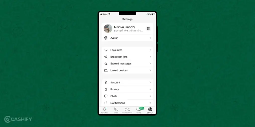 WhatsApp chat - settings