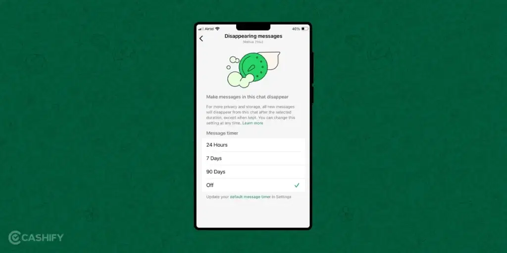 Disappearing messages ON