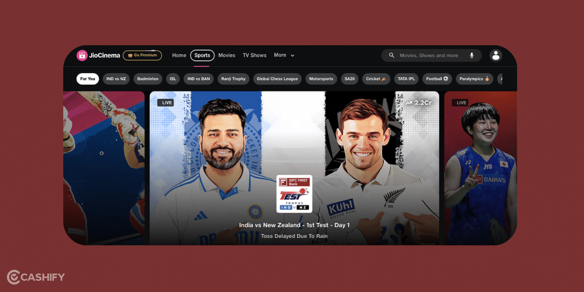 watch India vs New Zealand test series free on JioCinema