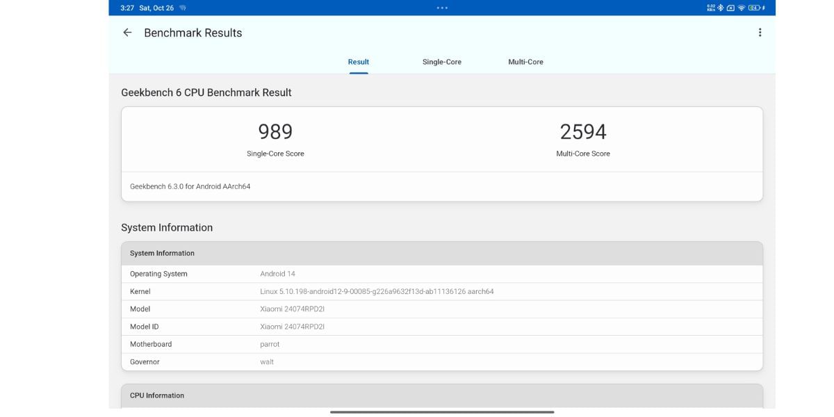 Redmi Pad Pro 5G review: Benchmark result