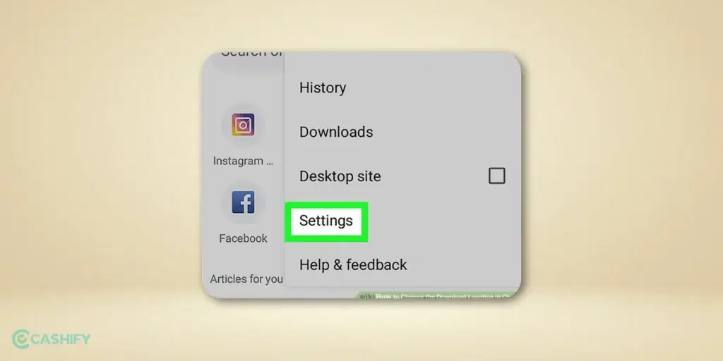 Change Download Location on Google Chrome for Android Device - step -2