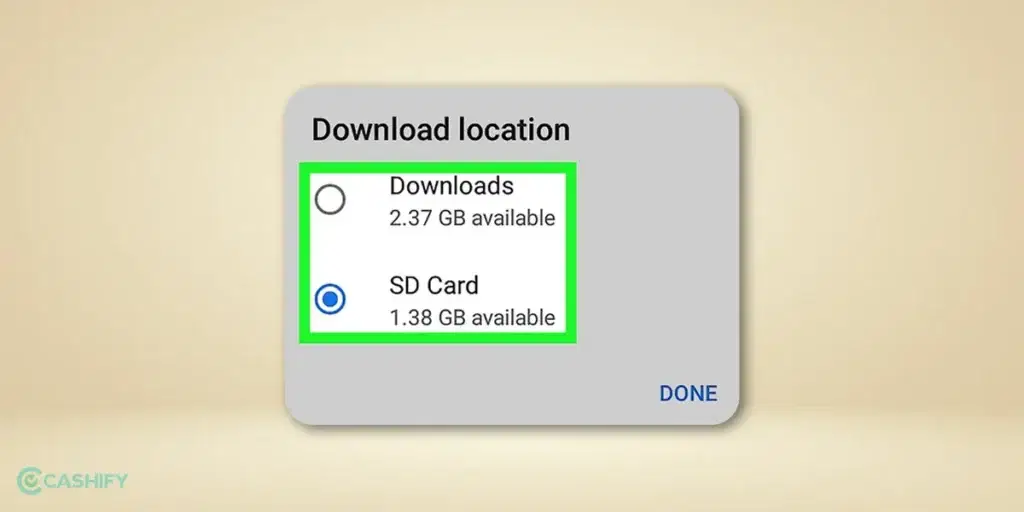 Change Download Location on Google Chrome for Android Device - step -4