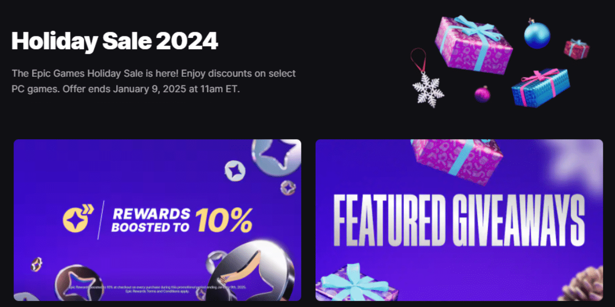 Epic Games Holiday Sale 2024