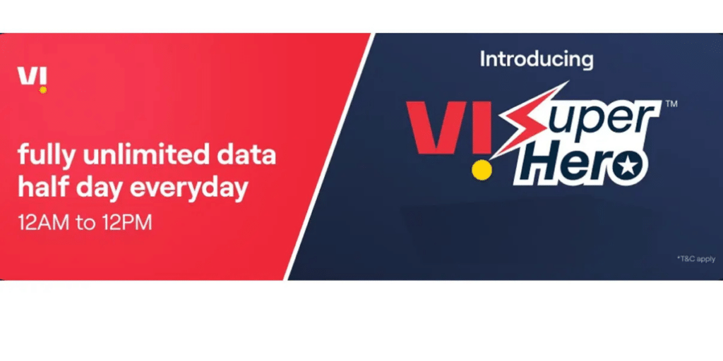 Vi launches the super Hero Plan offering free data from Noon to Midnight