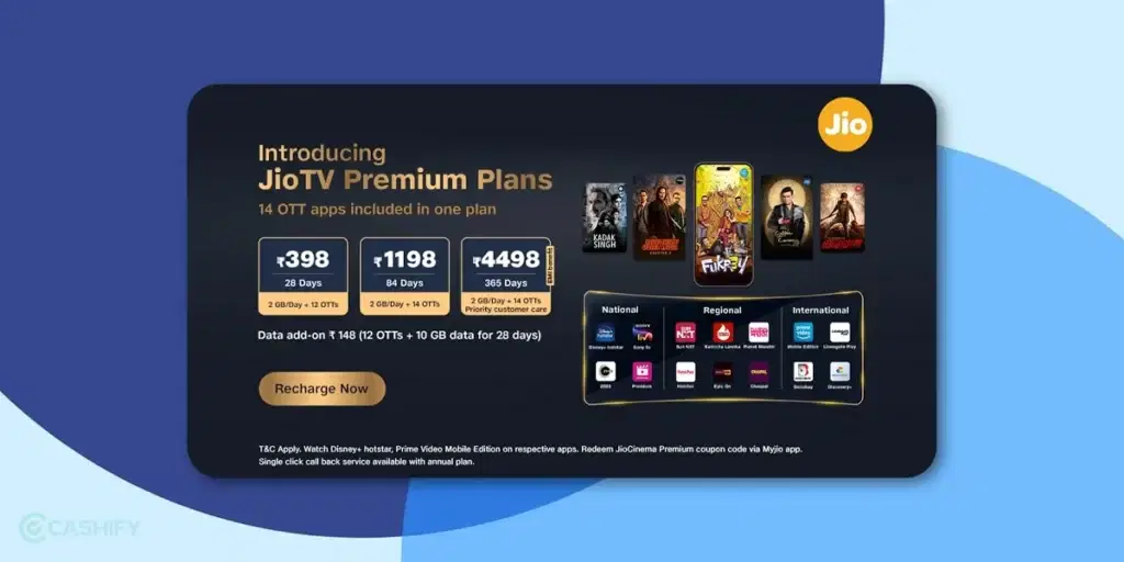 jio entertainment plans: jiotv premium plans