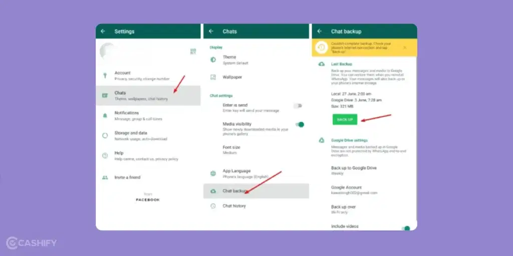 create WhatsApp backup Android,