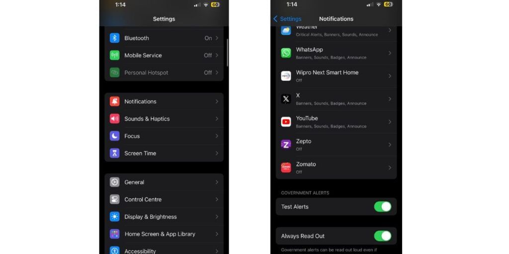how to turn on emergency test alert on iPhone.
