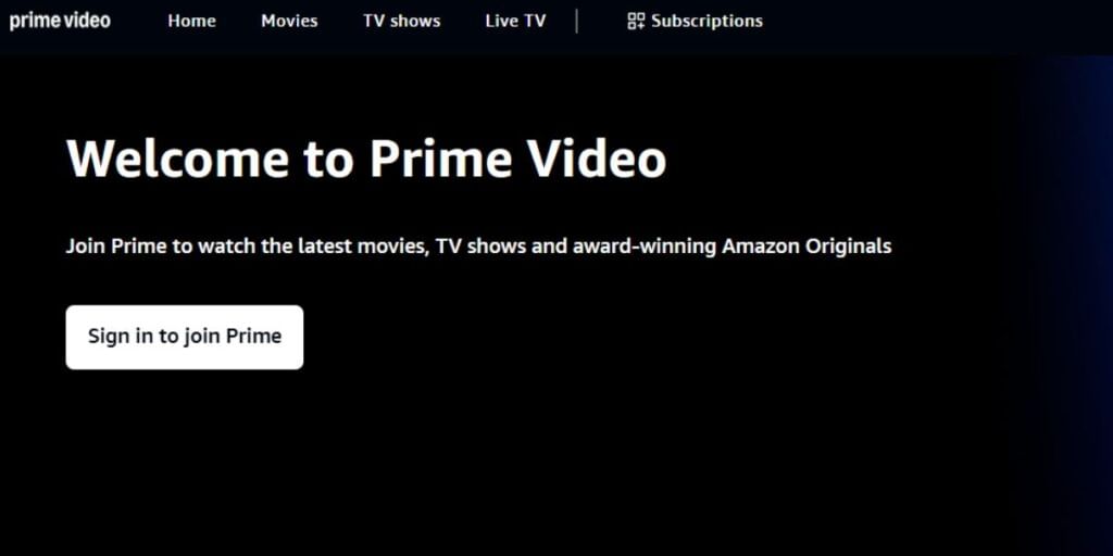 Prime Video Home Page Subscription