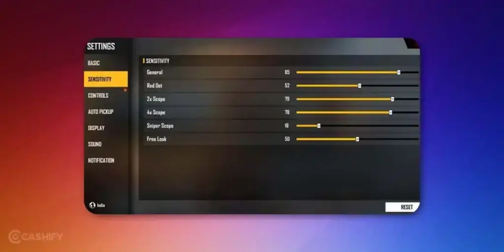 Free Fire Sensitivity for high end devices