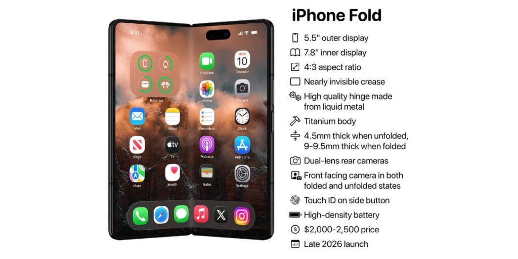 Apple iPhone Fold leaked specs
