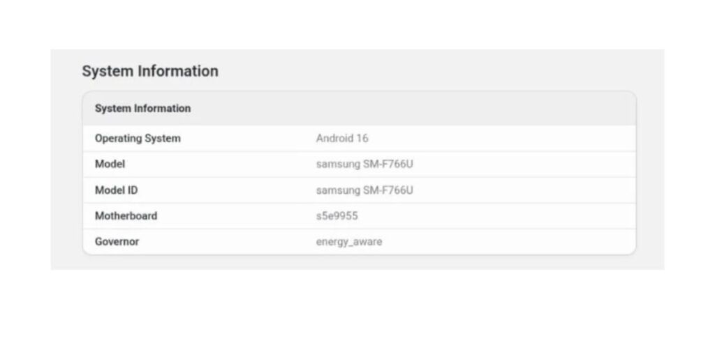 Samsung Galaxy latest foldable phone geekbench results