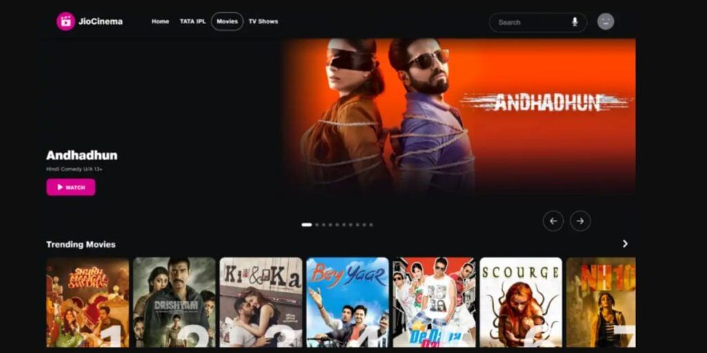 Jiocinema app movies