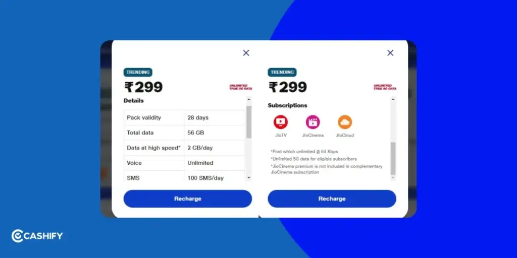 Jio Rs. 299 Plan For 28 Days, best recharge plans in India
