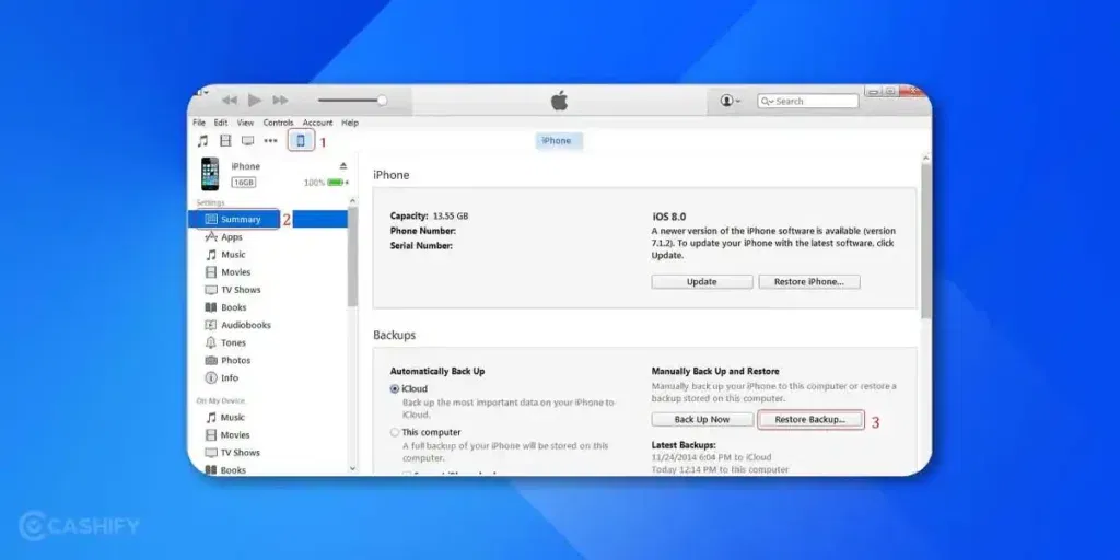 how to recover deleted call history on iphone using itunes/finder