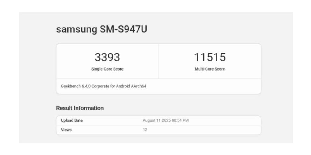 Samsung S26 Edge Geekbench scores