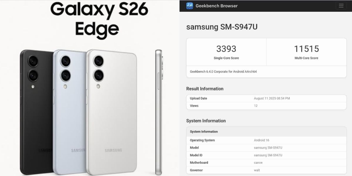 Samsung Galaxy S26 Edge Geekbench Scores Are Here: Check Out