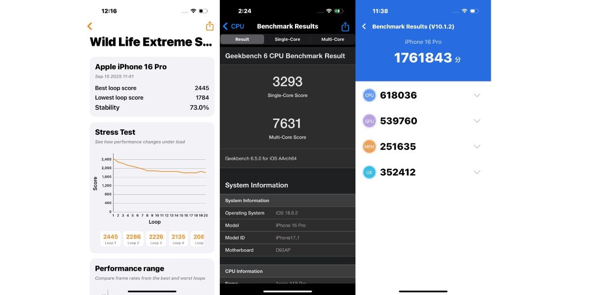 Apple iPhone 16 Pro benchmark results