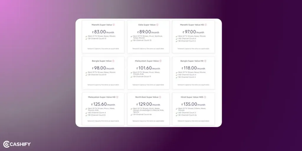 tata sky curated recharge plans
