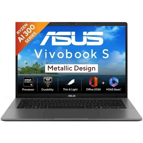 Asus VivoBook S14 M3407KA SF044WS AMD Quad Core Ryzen AI 5 16 GB 512 GB SSD Windows 11 Front