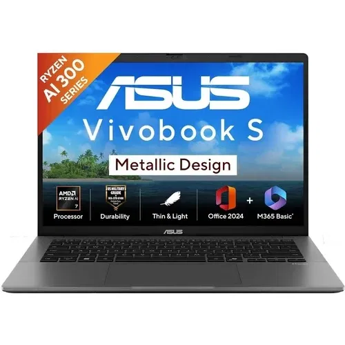 Asus VivoBook S14 M3407KA SF049WS AMD Octa Core Ryzen AI 7 16 GB 1 TB SSD Windows 11 Front