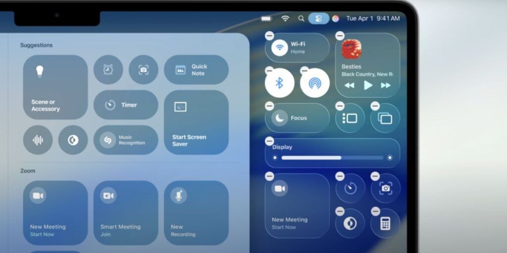 menu bar and control center in macbook