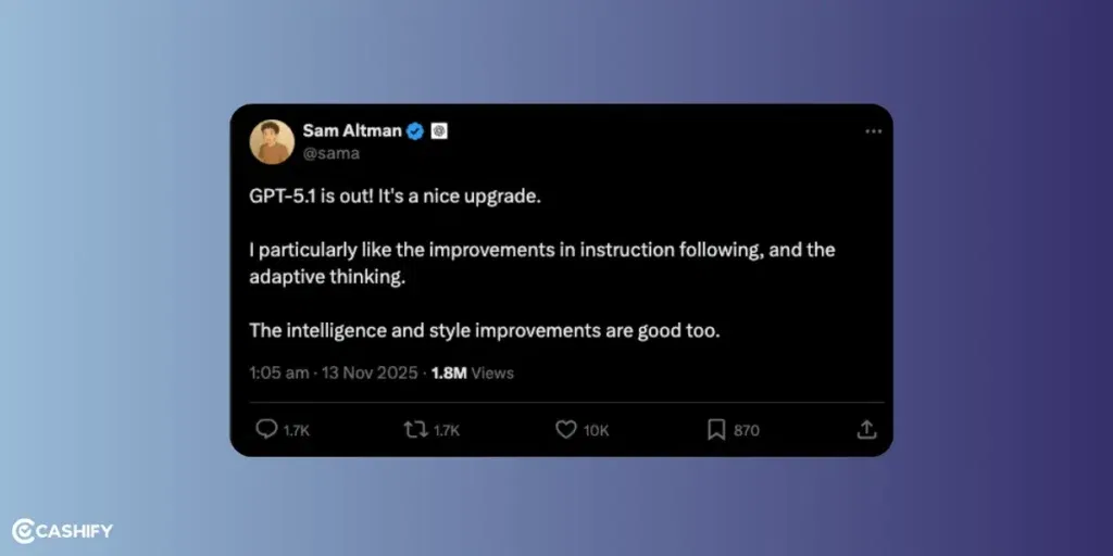 open AI,  ChatGPT 5.1 CEO tweet