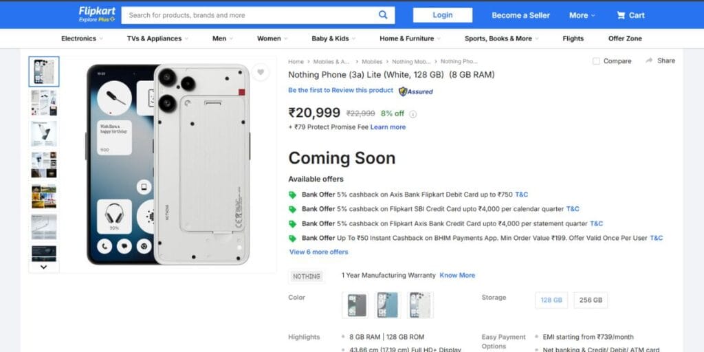 Nothing Phone 3a Lite sale Flipkart