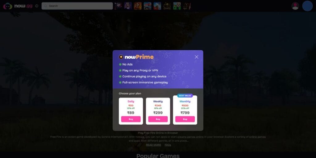 now.gg subscription price list