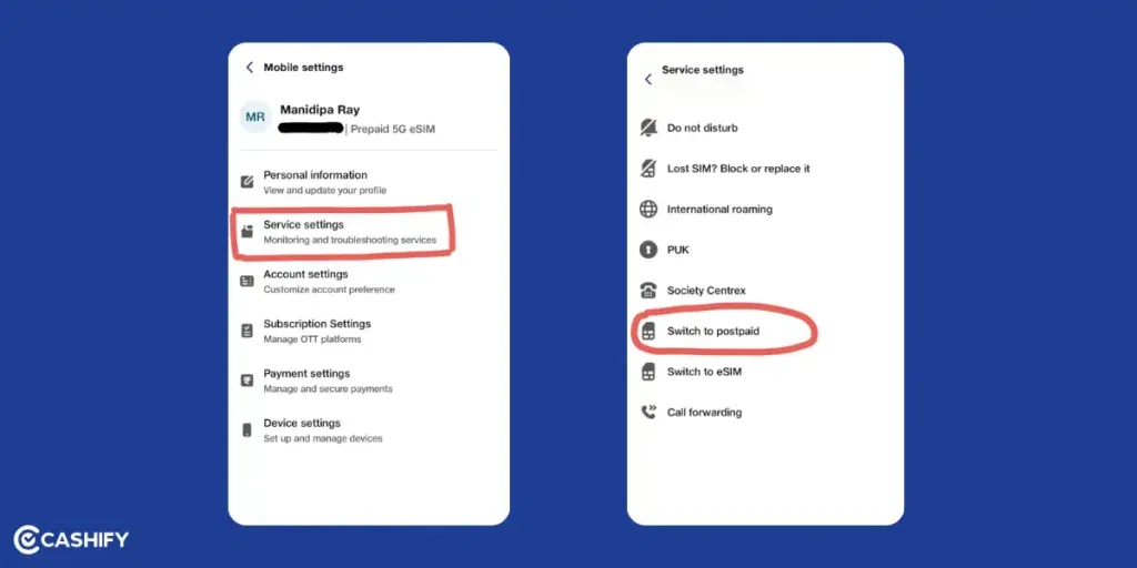 Jio prepaid to postpaid steps