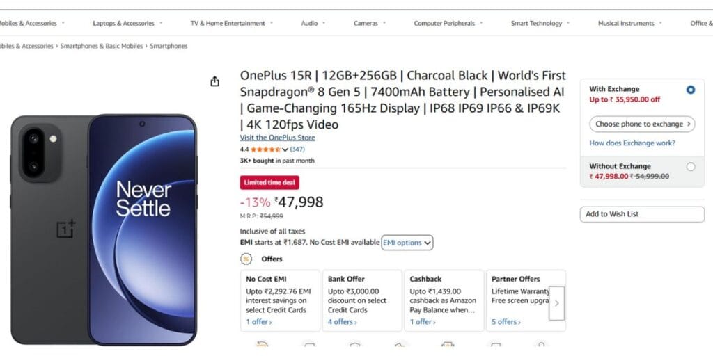 OnePlus 15R Amazon sale
