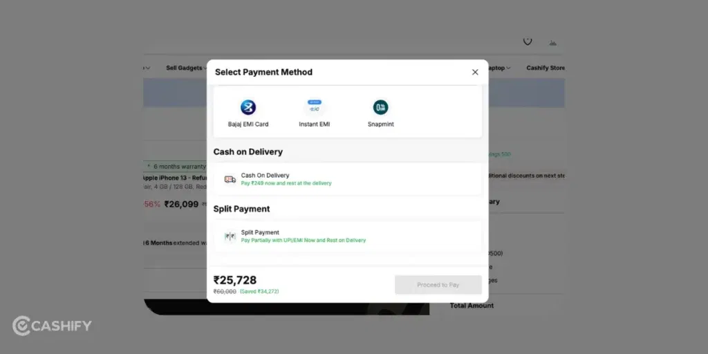 Cashify Split Payment