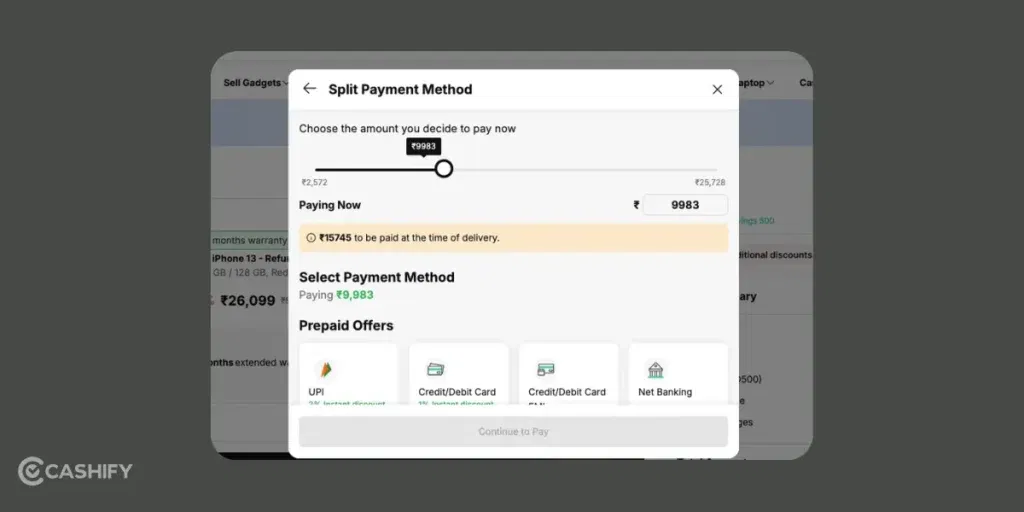 Cashify Split Payment