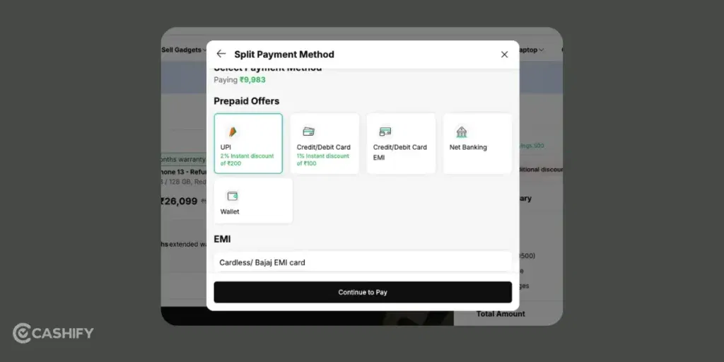 Cashify Split Payment
