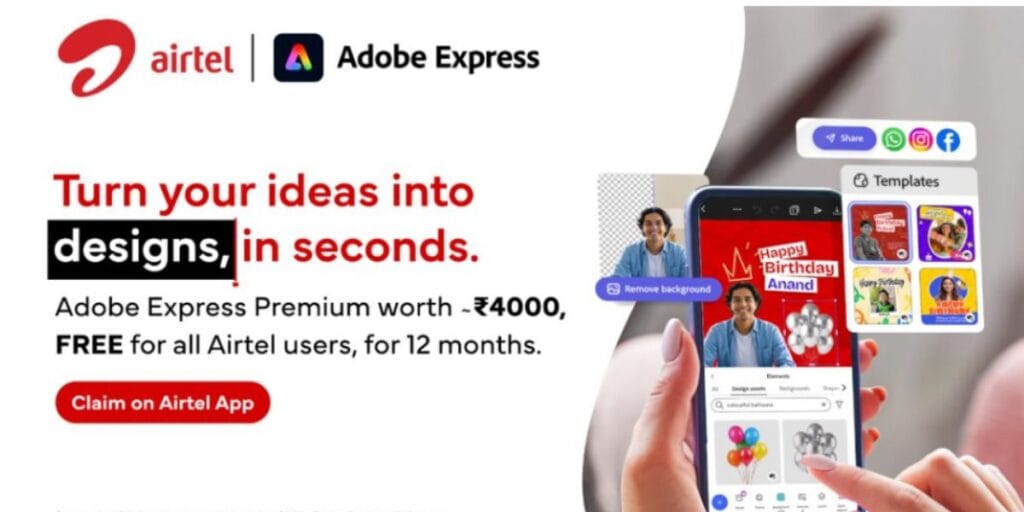 Airtel free adobe premium plan