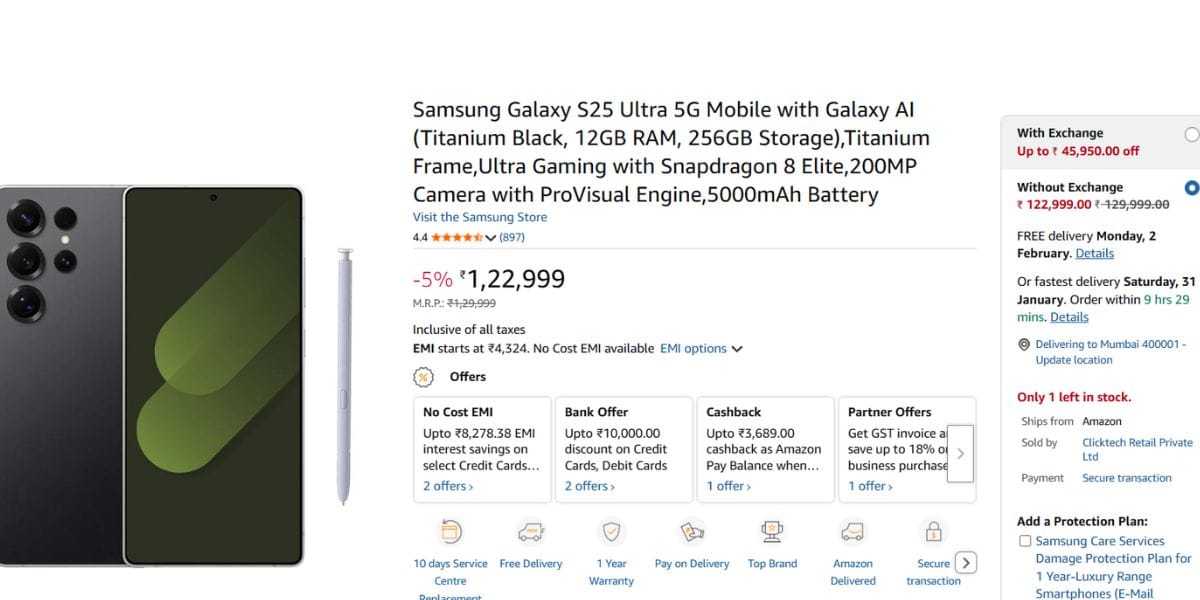 Samsung Galaxy S25 Ultra Available Under 80000: Get Up To 40K Off On Sale