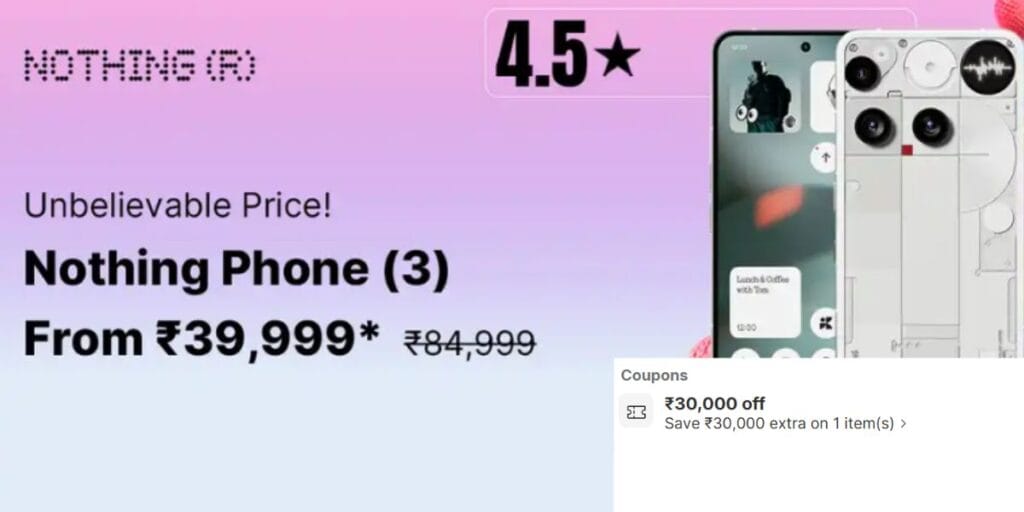 nothing phone 3 flipkart sale available at just 39999
