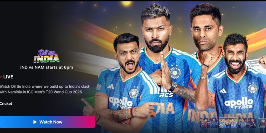 watch t20 world cup 2026 free online on jiohotstar. watch india vs pakistan free online