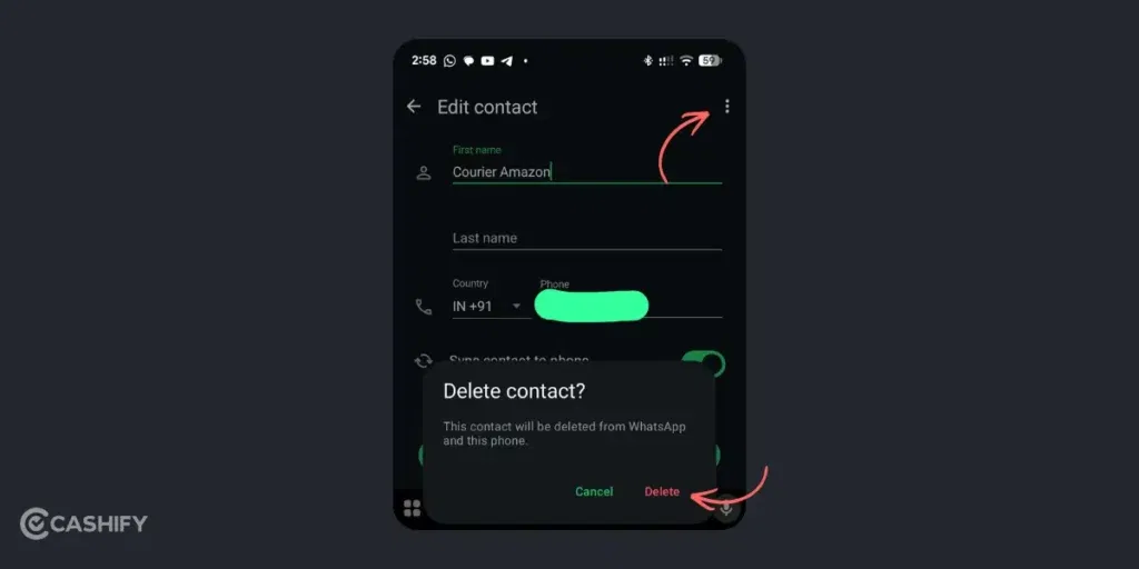 how to delete contact from WhatsApp